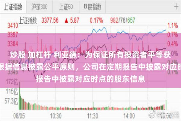 炒股 加杠杆 利亚德：为保证所有投资者平等获悉公司信息，根据信息披露公平原则，公司在定期报告中披露对应时点的股东信息