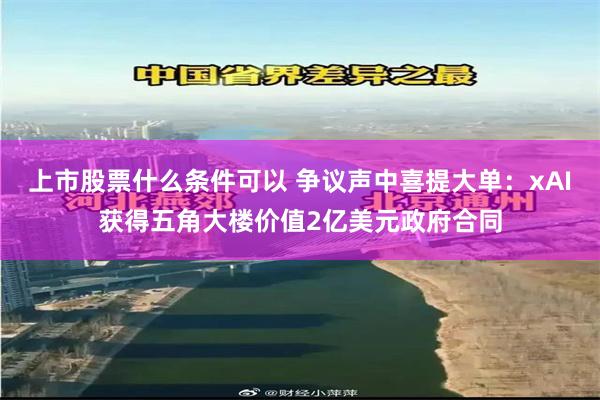 上市股票什么条件可以 争议声中喜提大单：xAI获得五角大楼价值2亿美元政府合同