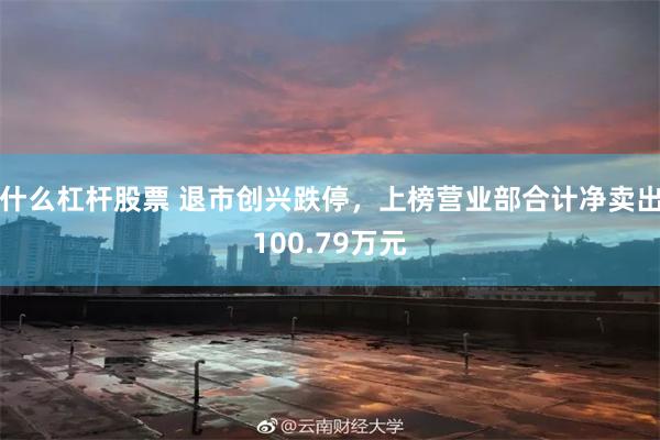 什么杠杆股票 退市创兴跌停，上榜营业部合计净卖出100.79万元