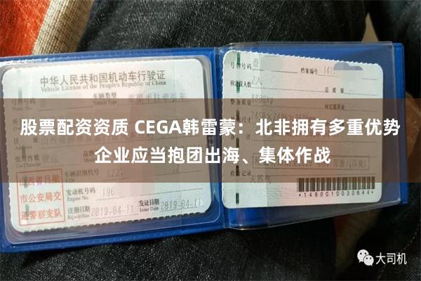 股票配资资质 CEGA韩雷蒙：北非拥有多重优势 企业应当抱团出海、集体作战