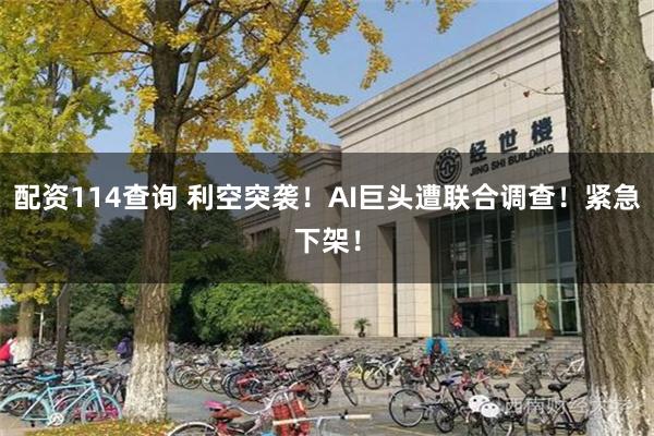 配资114查询 利空突袭！AI巨头遭联合调查！紧急下架！