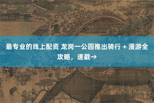 最专业的线上配资 龙岗一公园推出骑行 + 漫游全攻略，速戳→