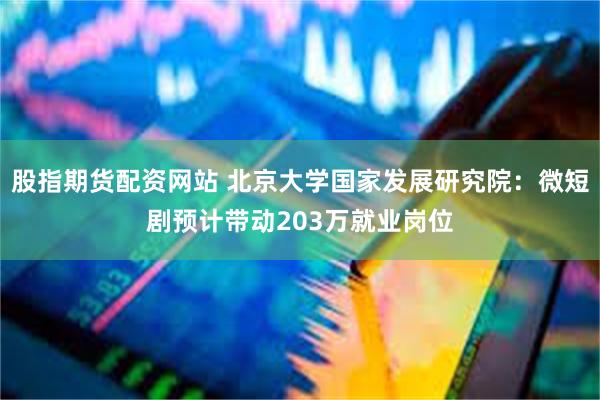 股指期货配资网站 北京大学国家发展研究院：微短剧预计带动203万就业岗位