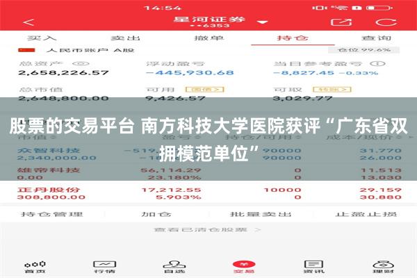 股票的交易平台 南方科技大学医院获评“广东省双拥模范单位”