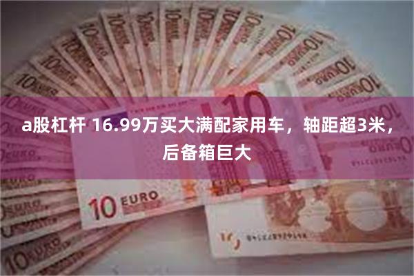 a股杠杆 16.99万买大满配家用车，轴距超3米，后备箱巨大