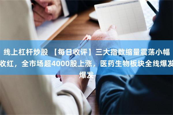 线上杠杆炒股 【每日收评】三大指数缩量震荡小幅收红，全市场超4000股上涨，医药生物板块全线爆发
