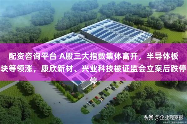 配资咨询平台 A股三大指数集体高开,半导体板块等领涨,康欣新材、兴业科技被证监会立案后跌停