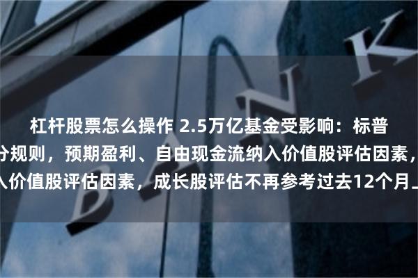 杠杆股票怎么操作 2.5万亿基金受影响：标普调整成长股、价值股划分规则，预期盈利、自由现金流纳入价值股评估因素，成长股评估不再参考过去12个月上涨势头