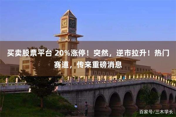 买卖股票平台 20%涨停！突然，逆市拉升！热门赛道，传来重磅消息